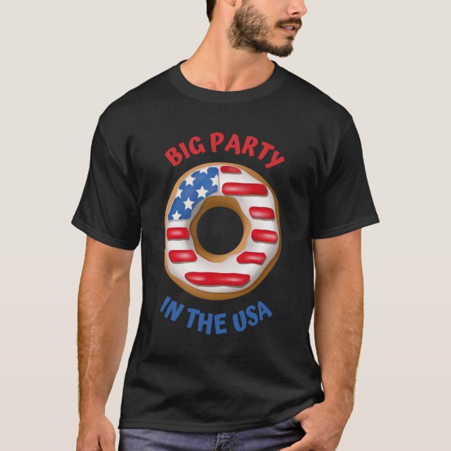 Big Party USA Patriotic Donut Shirt T Shirt (Framsida)