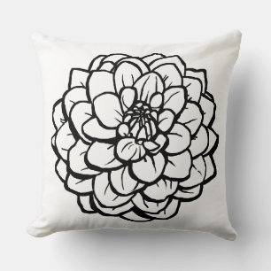 Big Pen och Bläck Dahlia-Black on White Kudde