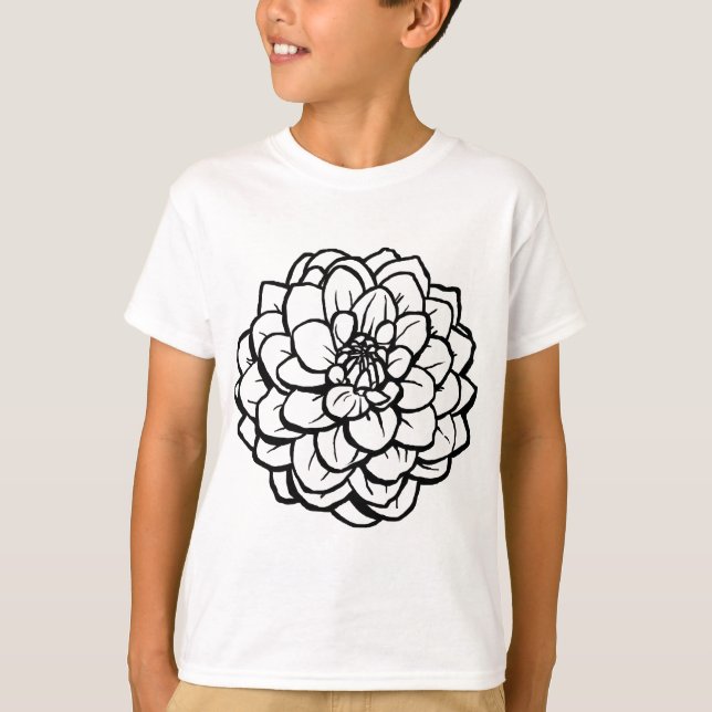 Big Pen och Bläck Dahlia-Black on White T-shirt (Framsida)