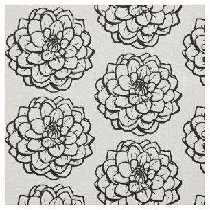 Big Pen och Bläck Dahlia - Black on White Tyg