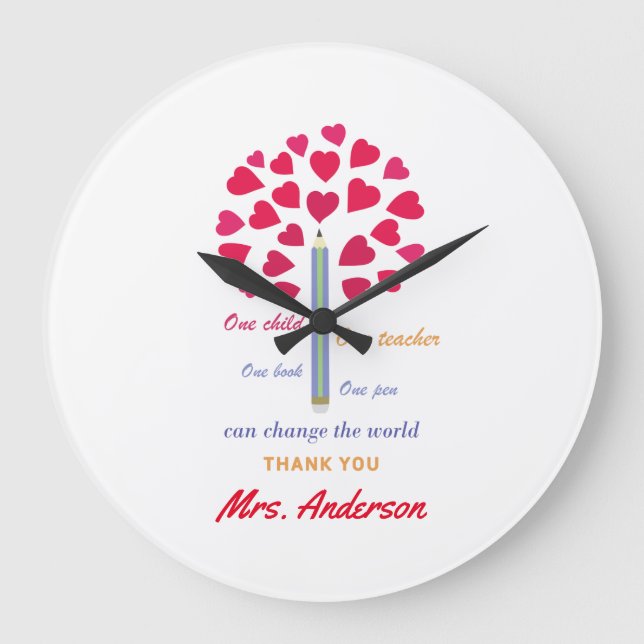 Big Pencil träd/Läraruppskattning Stor Klocka (Framsida)