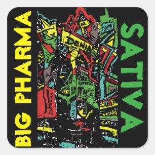 BIG PHARMA SATIVA FYRKANTIGT KLISTERMÄRKE