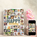 Big Photo Collage 40 Bild Personlig Birthday Kort<br><div class="desc">Big Birthday Card med personlig och fotokollage. Designen skrivs i överdimensionerade typografi- och penselskript. Du kan också anpassa meddelandet på insidan. Ladda upp bilderna (från lämnat till höger,  överst till grund) och dessa visas i kvadratiskt / instagram-format för att skapa ett stödraster runt ordalydelsen.</div>