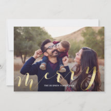 Big Photo God jul Card för guld Calligraphy