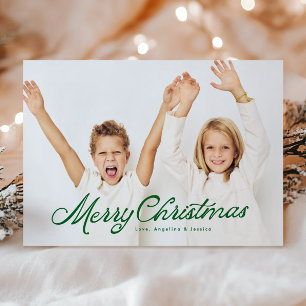 Big Photo Grönt Leting Overlay God jul Julkort