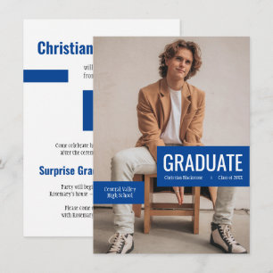 Big Photo med block av Blue Studenten Inbjudningar