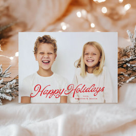 Big Photo Red Lettering Overlay Glad helg Julkort