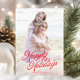 Big Photo Red Lettering Overlay Glad helg Julkort