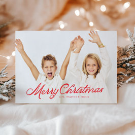 Big Photo Red Lettering Overlay God jul Julkort