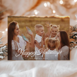 Big Photo White Lettering Overlay Glad helg Julkort