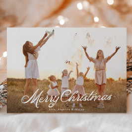 Big Photo White Lettering Overlay God jul Julkort