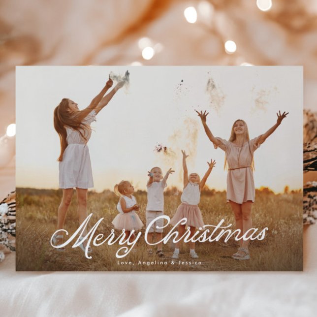 Big Photo White Lettering Overlay God jul Julkort (Skapare uppladdad)