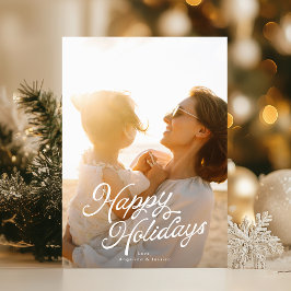 Big Photo White Lettering Overlay God jul Julkort