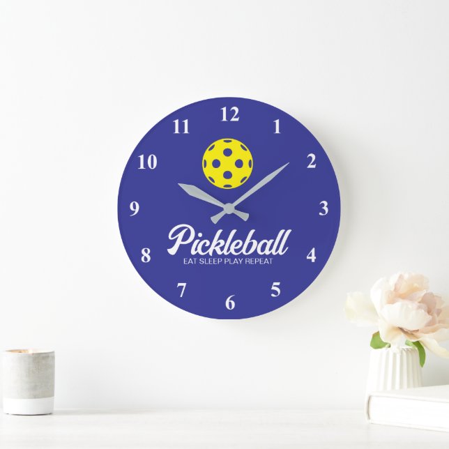 Big pickleball sports wall clock with custom text stor klocka (Hem)