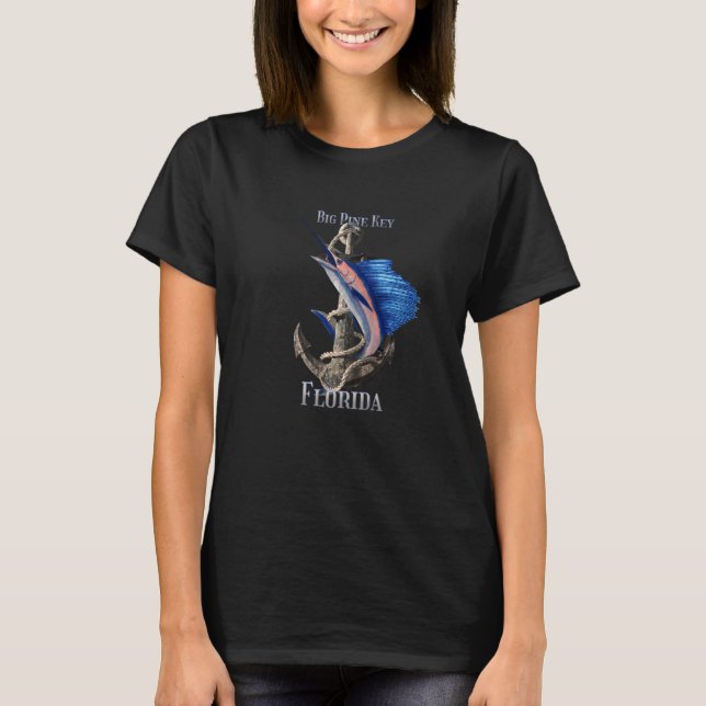 Big Pine Key Florida Svärdfisk Marlin Havsfiske T Shirt (Framsida)