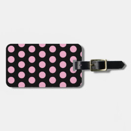 Big Pink Polka Dots on Black  Bagagebricka