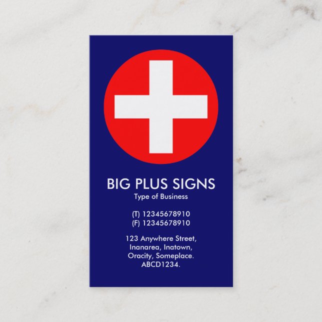 Big Plus-signaturer Red - Mörk blått Visitkort (Framsida)