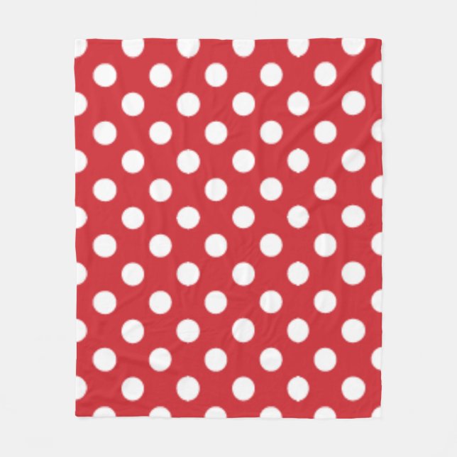 Big Polka Dot Mönster Fire Engine Red Fleecefilt (Framsidan)