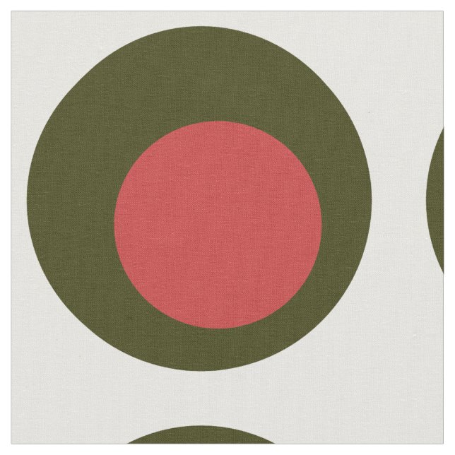 Big Polka Dot Mönster / Grönt Olive med Pimento Tyg (Närbild)