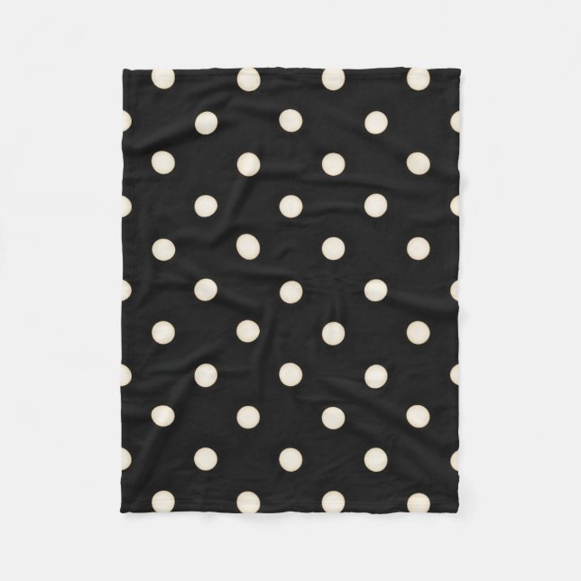 Big Polka dots Antique White and Black Fleecefilt (Framsidan)