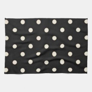 Big Polka dots Antique White & Black Kökshandduk