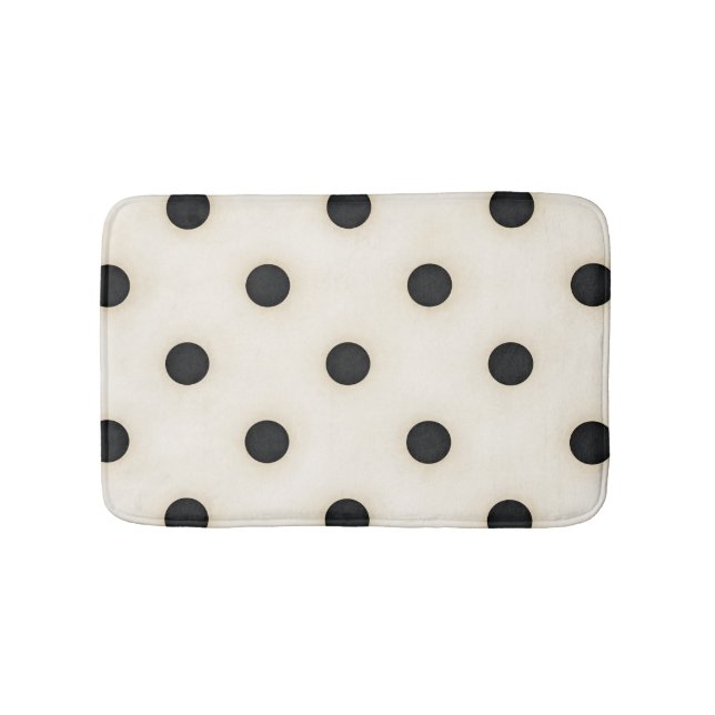 Big Polka dots Black och Antique White Badrumsmatta (Framsidan)
