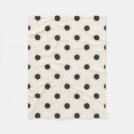 Big Polka dots Black och Antique White Fleecefilt