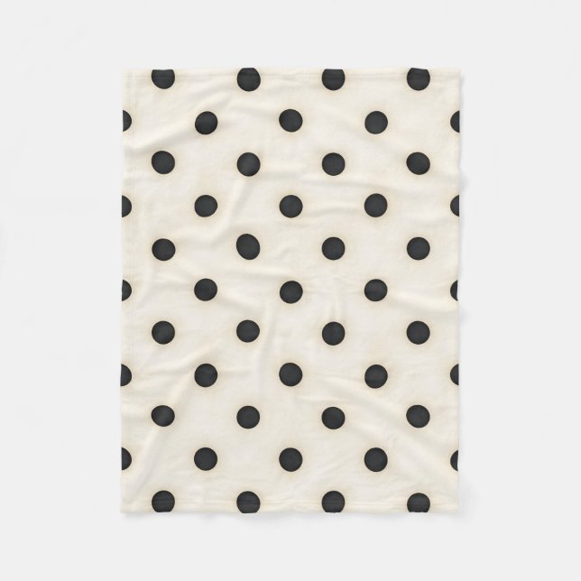 Big Polka dots Black och Antique White Fleecefilt (Framsidan)