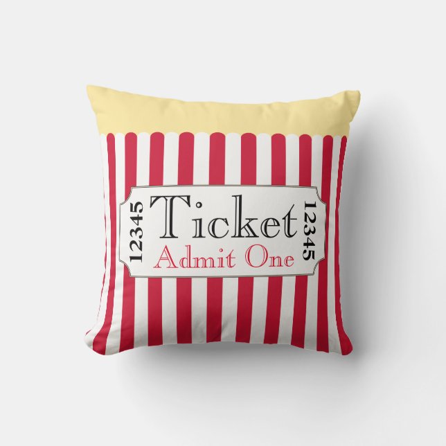 Big Popcorn Movie Biljett Cinema Pillow Kudde (Framsida)