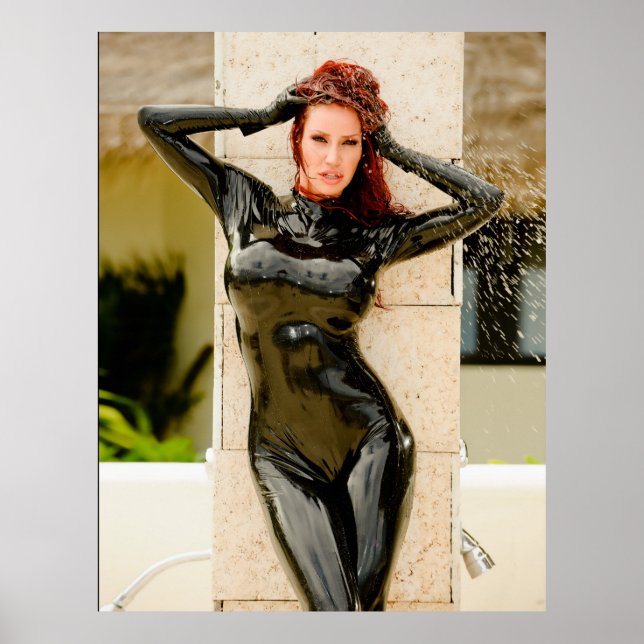 BIG POSTER - BLACK LATEX CATSUIT - Bianca Beaucha (Framsidan)