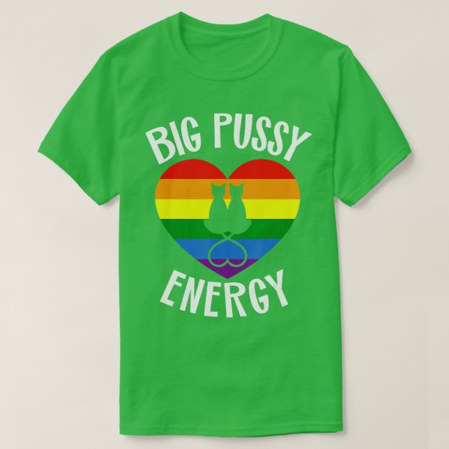 Big Pussy Energy Lesbisk Gay pride Saker Cat Rainb T Shirt (Design framsida)
