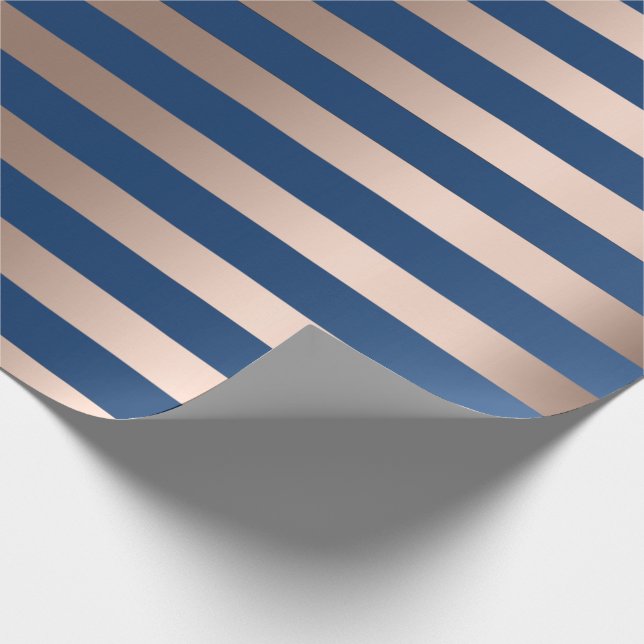 Big Rand Linjer Blue Navy Beige Bronze Presentpapper (Hörn)