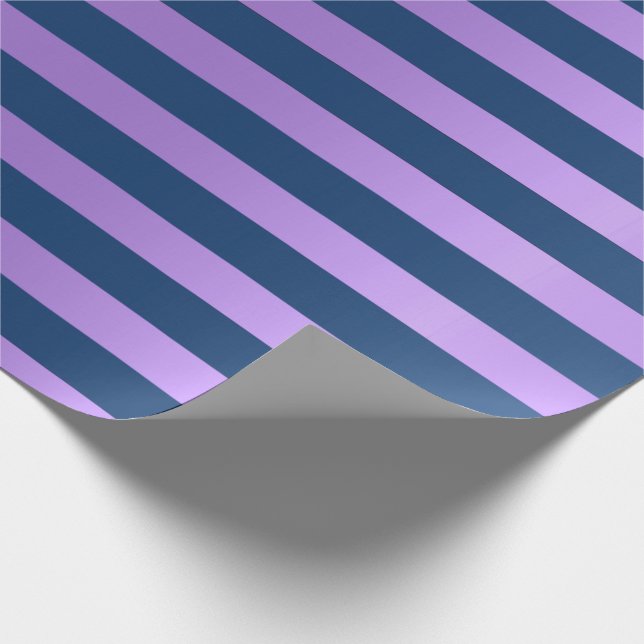 Big Rand Linjer Blue Navy Lila Amethyst Presentpapper (Hörn)