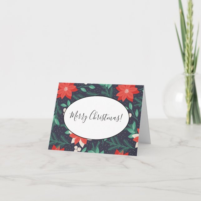 Big Red and White jul Poinsettias Anteckningskort (Framsida)
