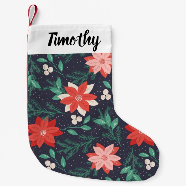 Big Red and White jul Poinsettias Liten Julstrumpa (Framsidan)