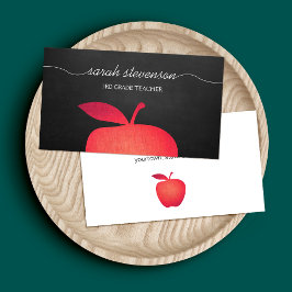 Big Red Apple Chalkboard School Teacher Visitkort