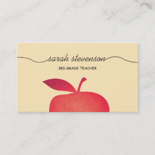Big Red Apple Elementary School Teacher 3 Visitkort