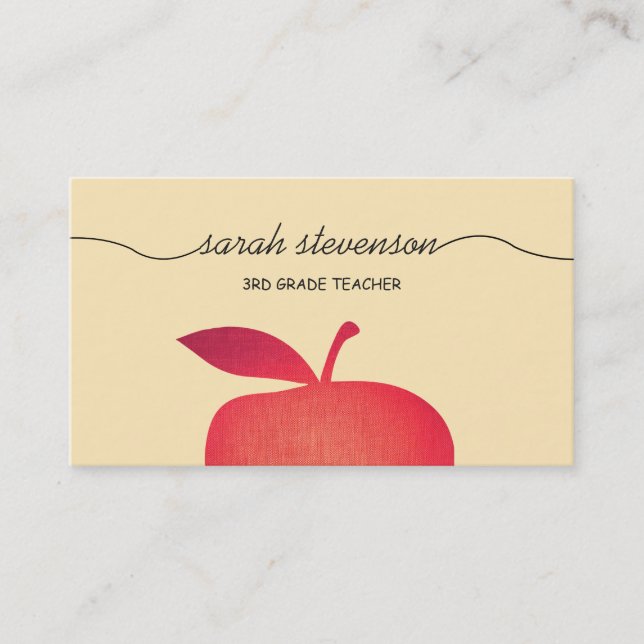 Big Red Apple Elementary School Teacher 3 Visitkort (Framsida)