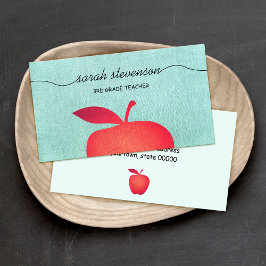 Big Red Apple School Teacher Education Visitkort