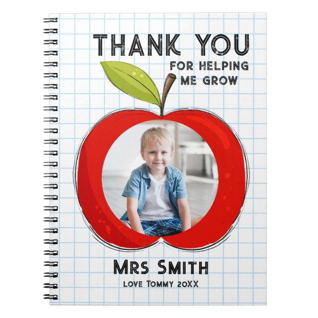 Big Red Apple Teacher Thank You Photo Notebook  Anteckningsbok (Framsidan)