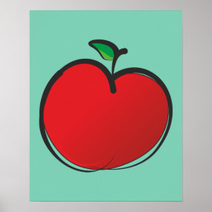 Big Red Apple Teckning Poster