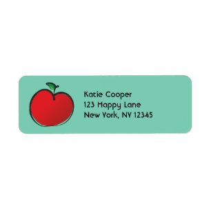 Big Red Apple Teckning Returadress Etikett