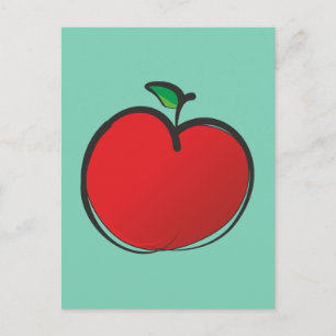 Big Red Apple Teckning Vykort