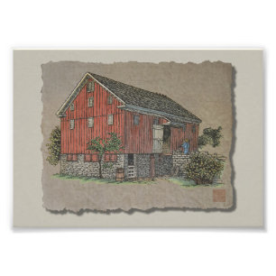 Big Red Bank Barn Fototryck