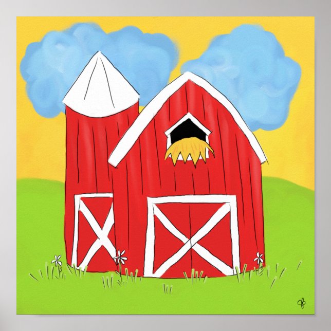 Big Red Barn w moln Poster (Framsidan)