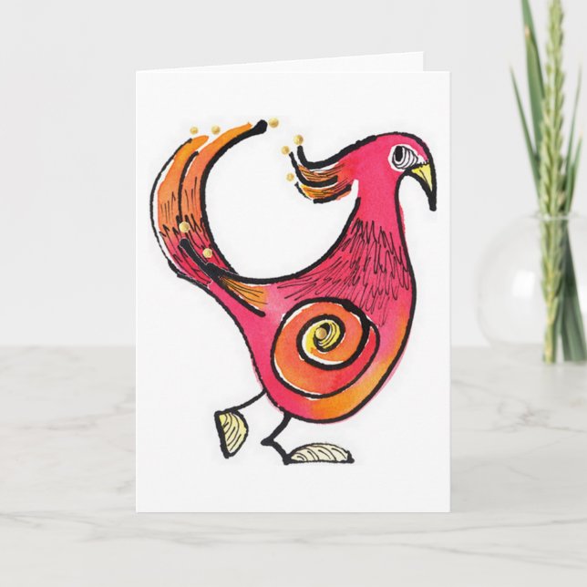 Big Red Bird Notecard Kort (Framsida)