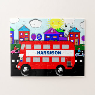 Big Red Buss Cute Personlig Kids Pussel