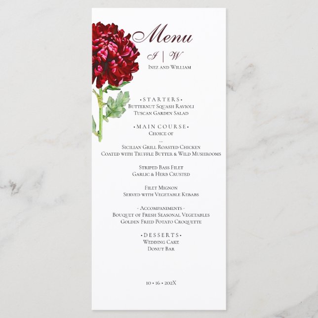 Big Red Chrysanthemum 2 Menu Meny (Framsida)