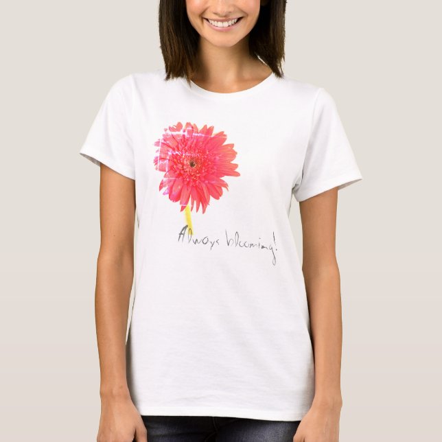 Big Red Chrysanthemum Blooming T-Shirt Top (Framsida)