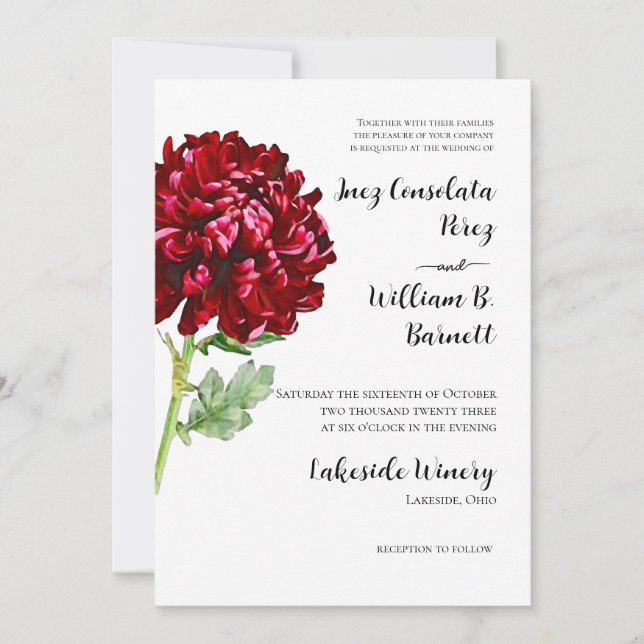 Big Red Chrysanthemum-inbjudan Inbjudningar (Framsida)